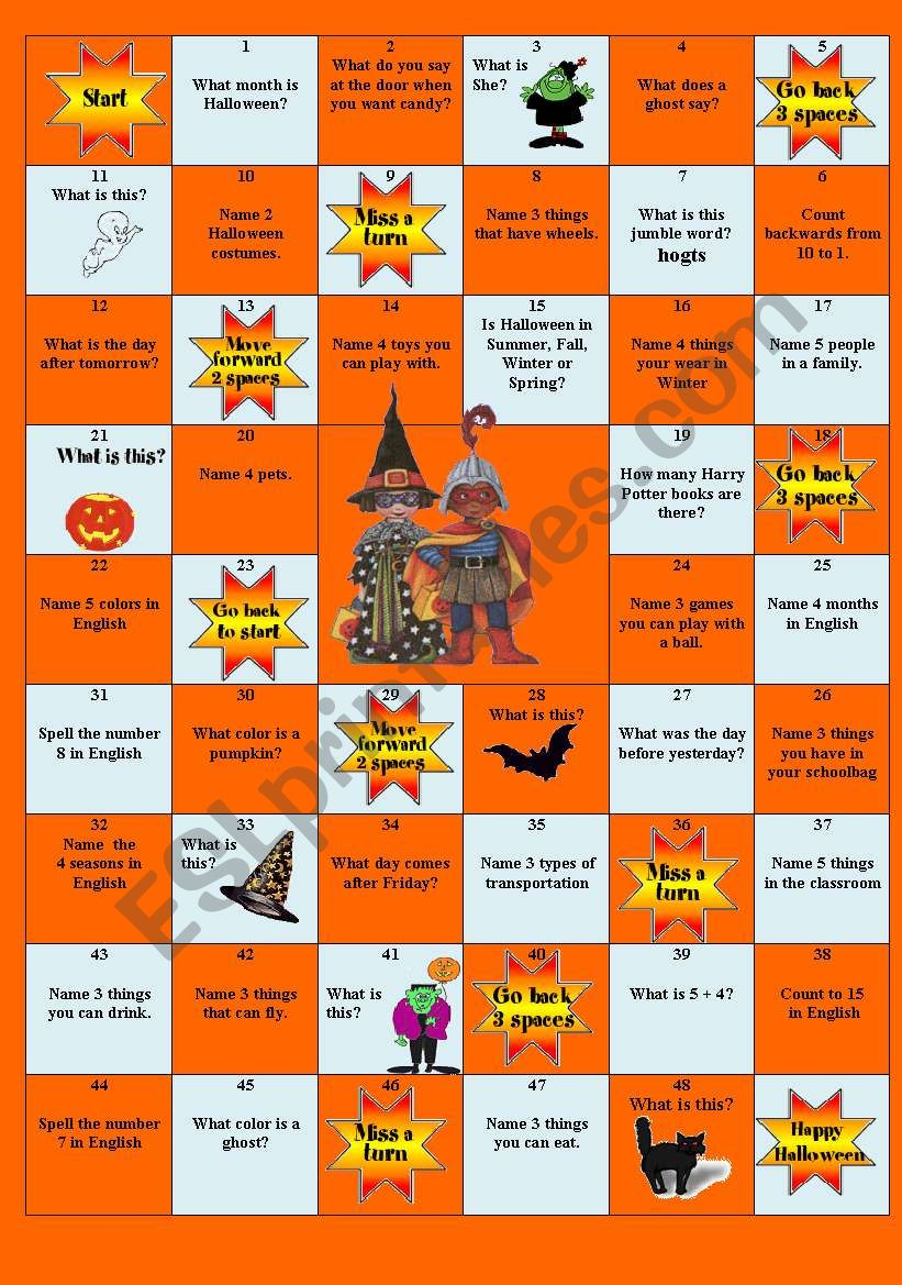 Halloween Board Game - Esl Worksheetlibertybelle