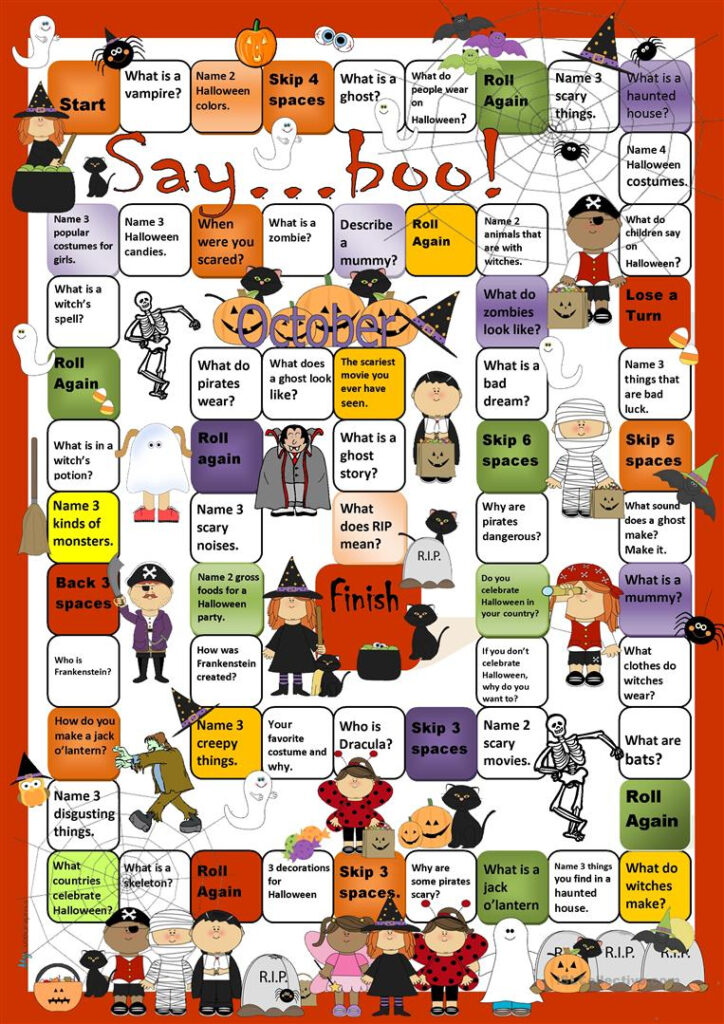 Halloween Boardgame   English Esl Worksheets For Distance