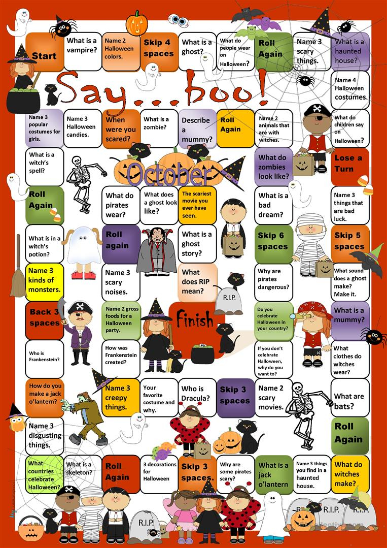 Halloween Boardgame - English Esl Worksheets For Distance