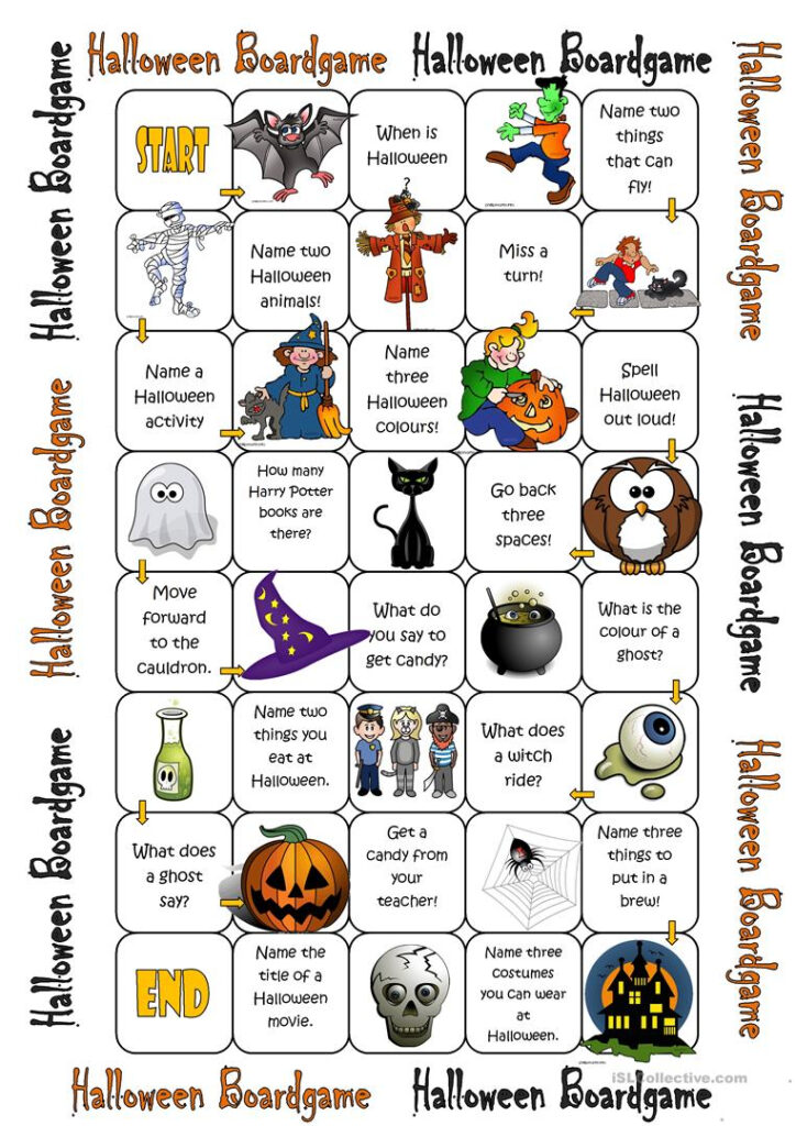 Halloween Boardgame   English Esl Worksheets For Distance