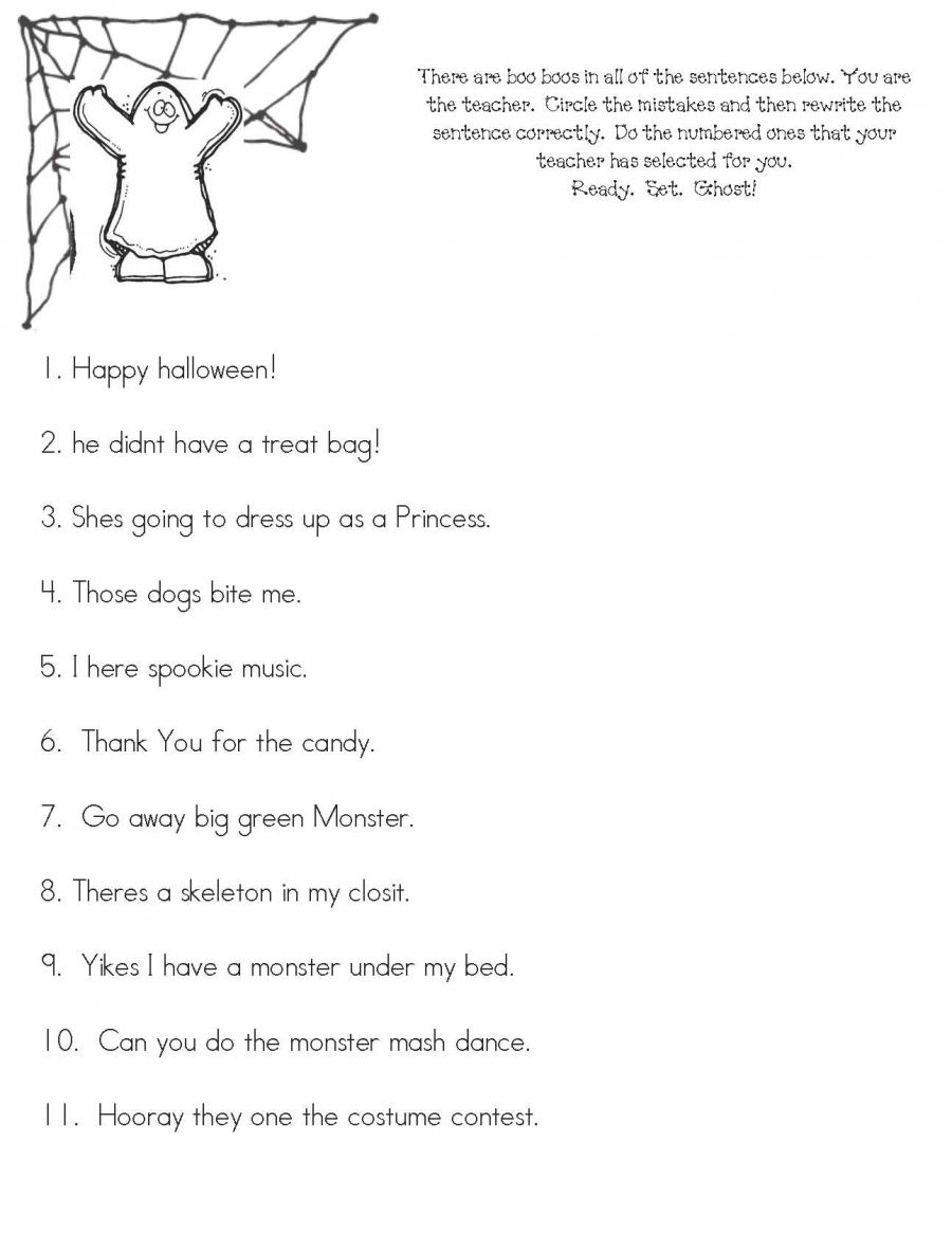 Halloween Boo Boos | Halloween Worksheets, Punctuation