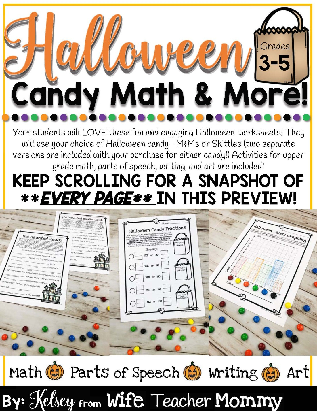 Halloween Candy Math Activities &amp;amp; More For 3Rd, 4Th, 5Th Grade - Wife  Teacher Mommy