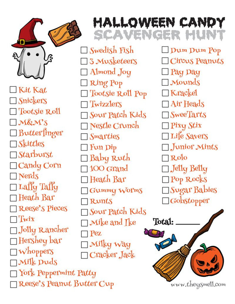 Halloween Candy Scavenger Hunt Printable | Scavenger Hunt