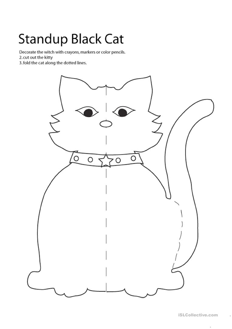 Halloween - Cat Craft - English Esl Worksheets For Distance