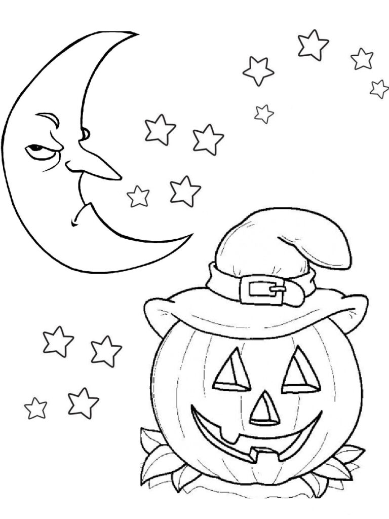 Halloween Coloring Pages Pdf Scary Moon And Pumpkin Carving