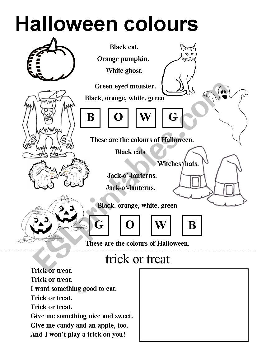 Halloween Coloring Poem - Esl Worksheets.moravkova