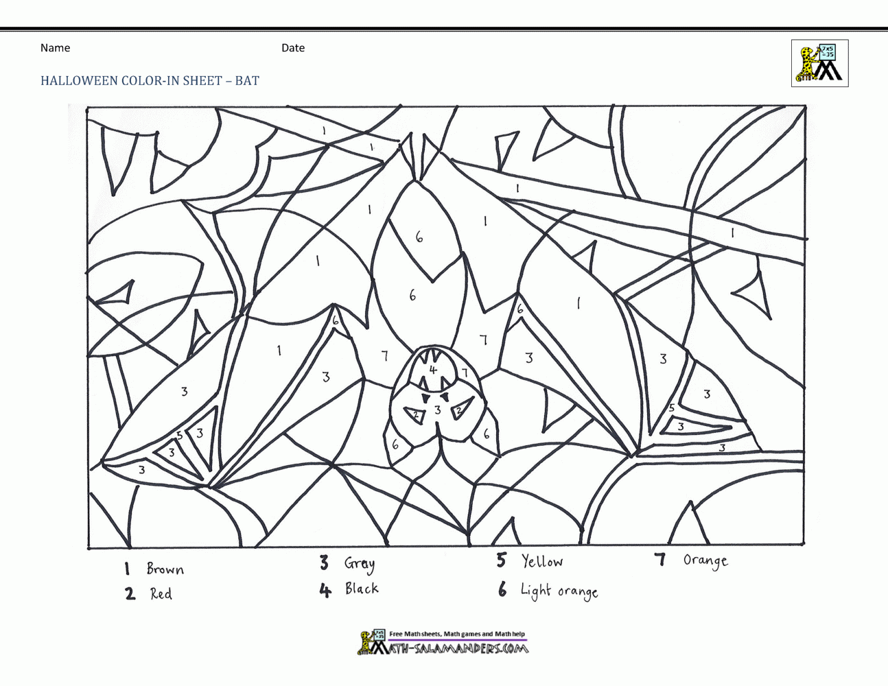 Halloween Color By Number Printable Worksheets | AlphabetWorksheetsFree.com