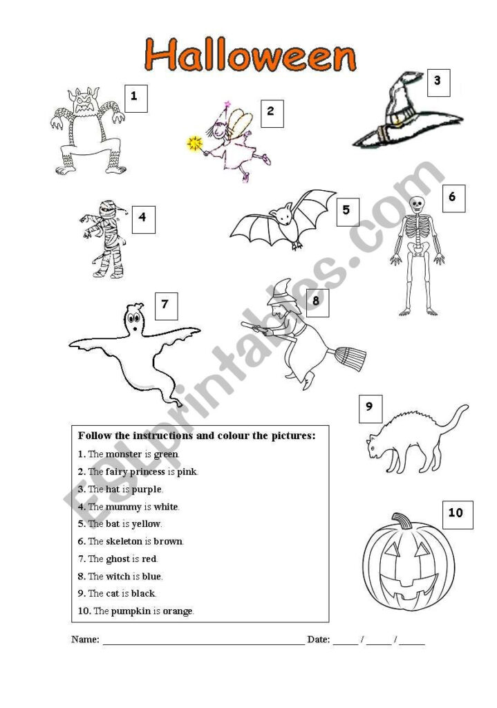 Halloween Colouring Exercise   Esl Worksheetjoana.simo