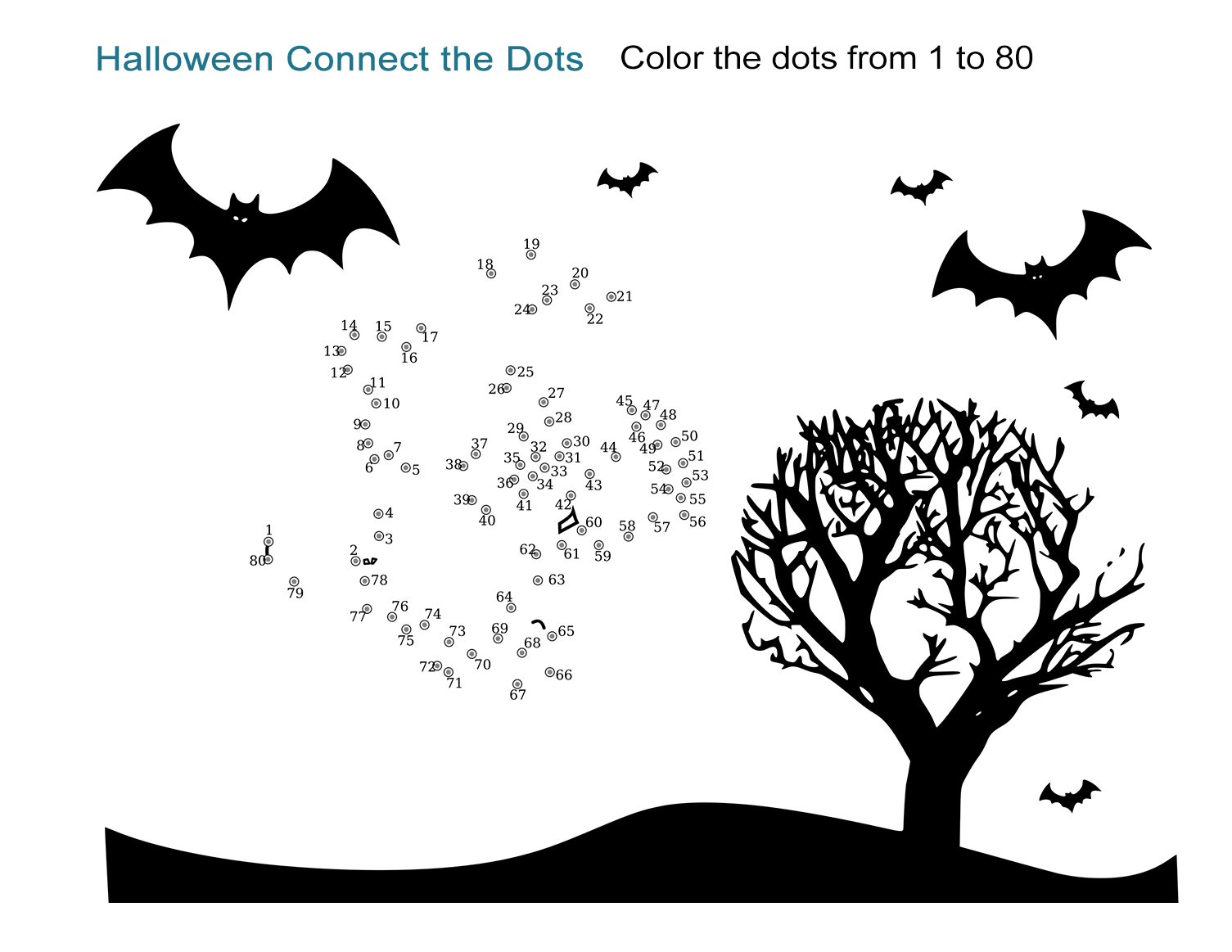 Halloween Connect The Dots Worksheet - All Esl