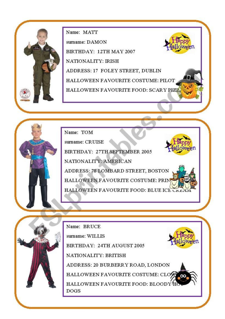 Halloween Conversation Cards   Esl Worksheetalespagna