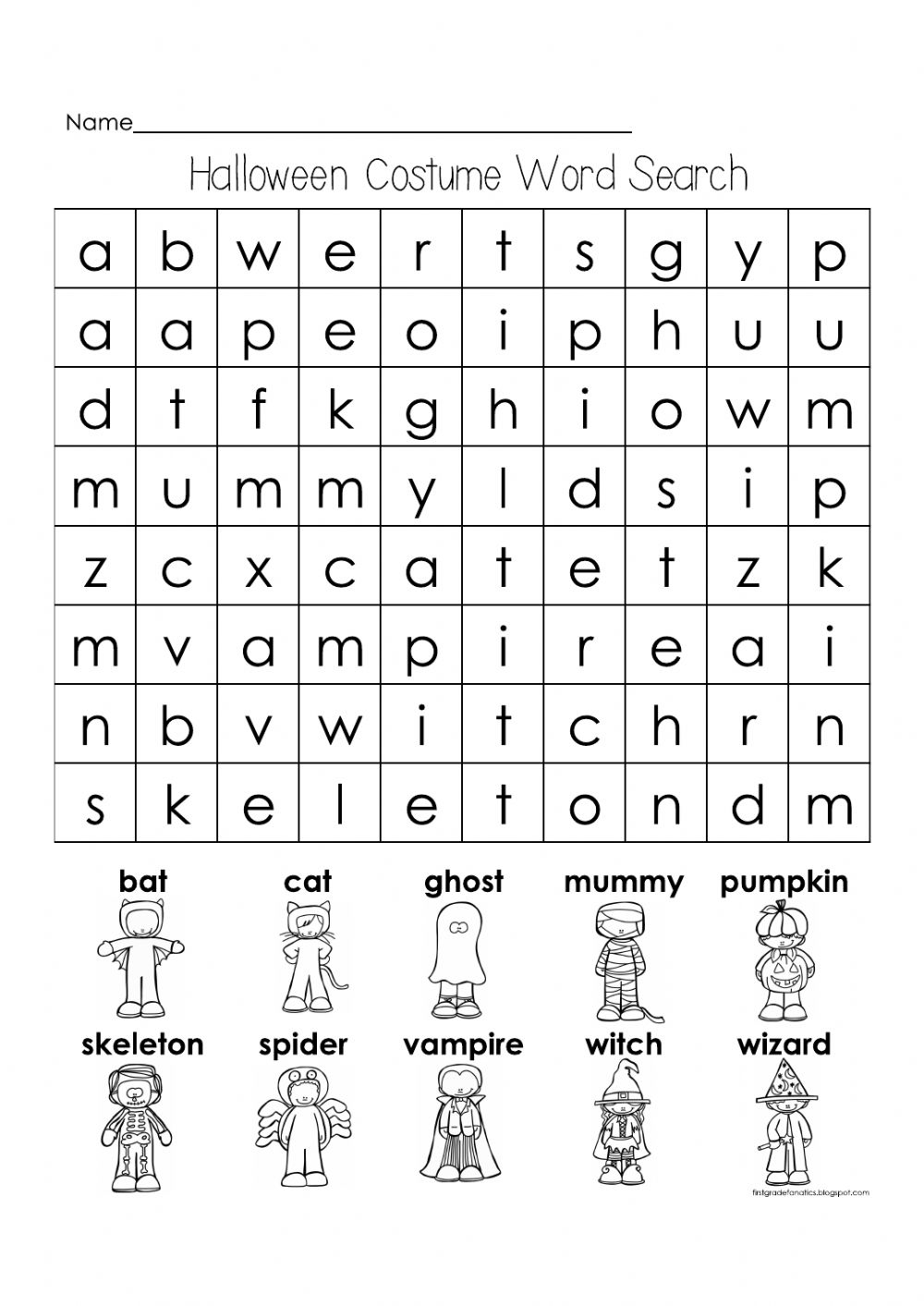 Halloween Costume Interactive Worksheet