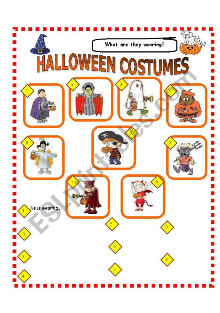 Halloween Costumes!!! Clothing Review   Esl Worksheethamxy