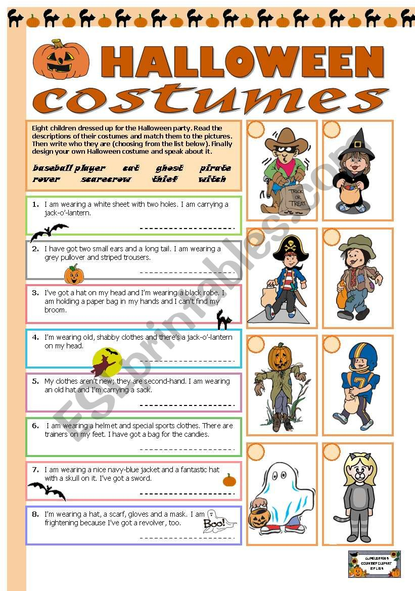 Halloween Costume Worksheet | AlphabetWorksheetsFree.com