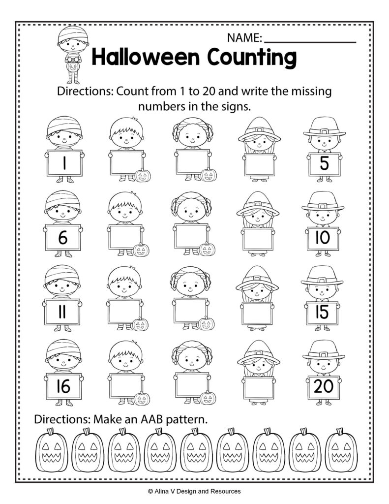 Halloween Counting Math Worksheets And Activities For