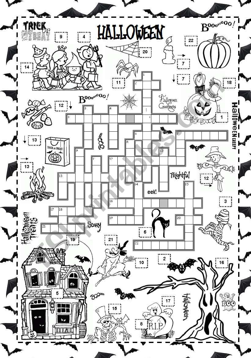 Halloween Crossword - Esl Worksheetsilvanija