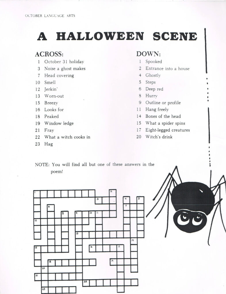 Halloween Crossword | Halloween, Halloween Scene, Crossword