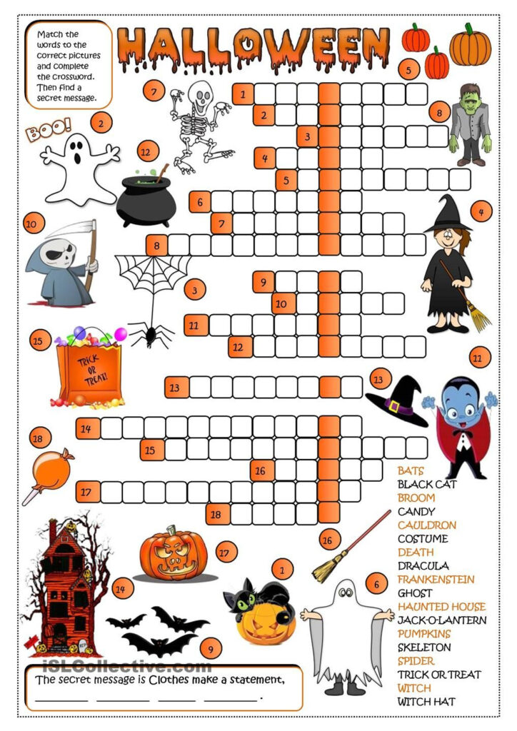 Halloween   Crossword | Halloween Worksheets, Halloween