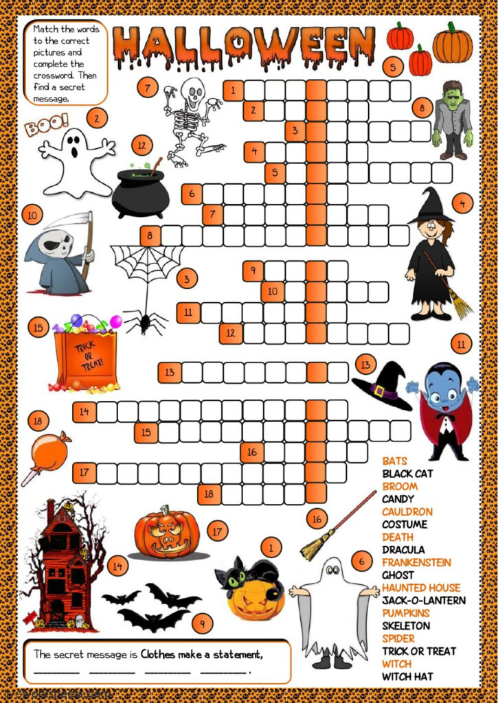 Halloween   Crossword Worksheet