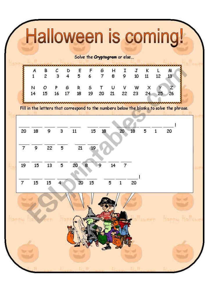 Halloween Cryptogram   Esl Worksheetanna P