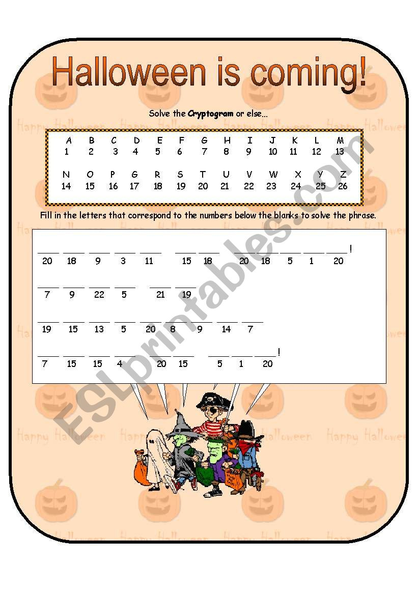 Halloween Cryptogram - Esl Worksheetanna P