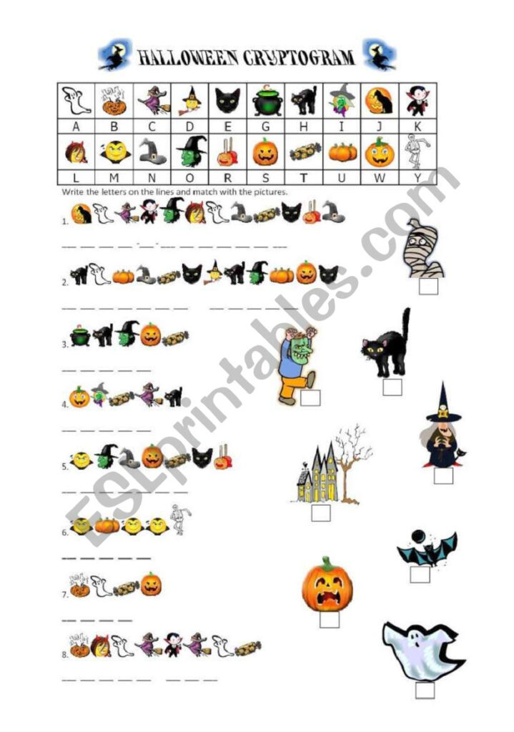 Halloween Cryptogram   Esl Worksheetbaby V