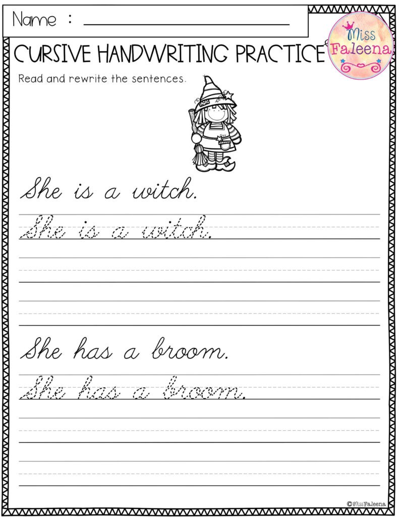 Halloween Cursive Handwriting . This Product Has 20 Pages Of