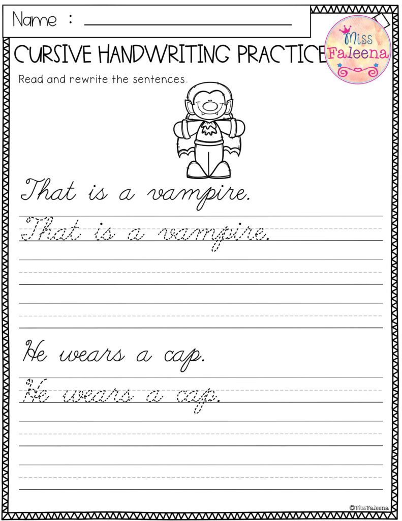 Halloween Cursive Handwriting . This Product Has 20 Pages Of