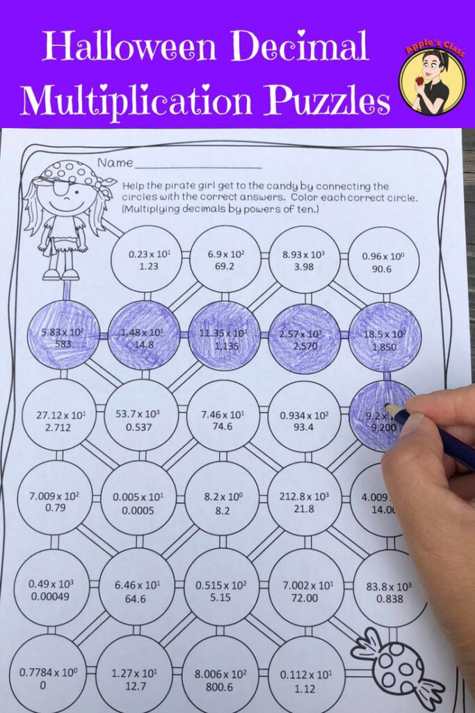 Halloween Decimal Multiplication Puzzle Games | Decimal