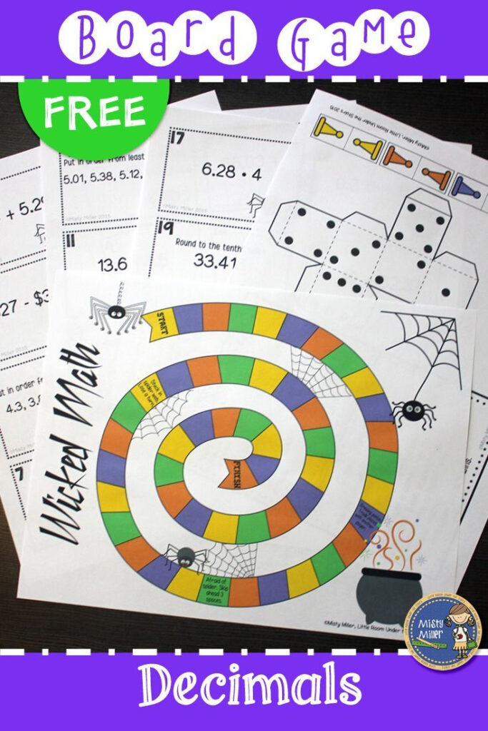 Halloween Decimals Board Game {Free} | Math Games Middle