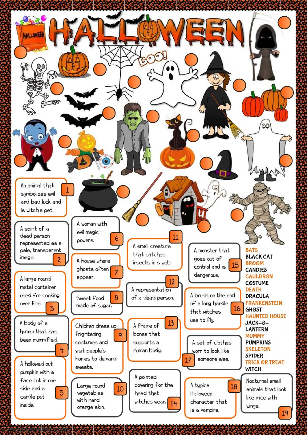 Halloween - Definitions Worksheet