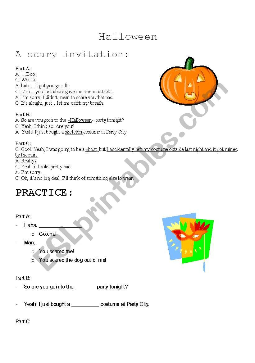 Halloween Dialogue And Practice - Esl Worksheetumbrellastick