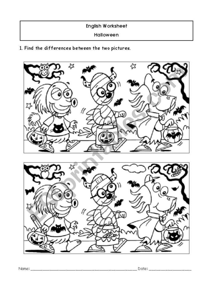 Hallowe´en Differences   Esl Worksheetflupy