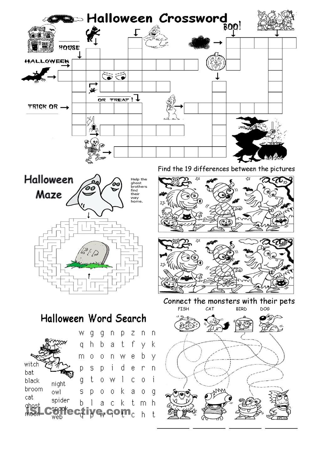 Halloween Different Games | Halloween Worksheets, Halloween