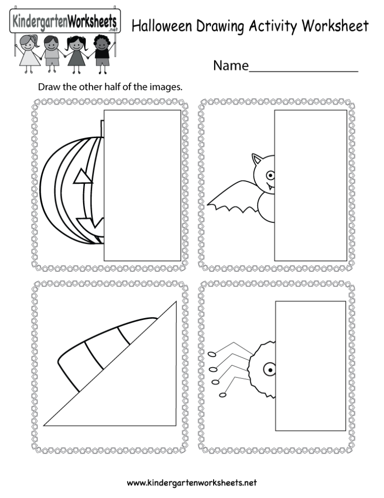 Halloween Drawing Activity Worksheet   Free Kindergarten