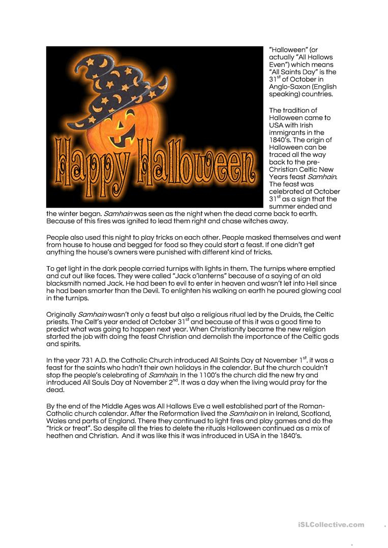 Halloween - English Esl Worksheets For Distance Learning And