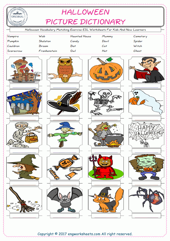 Halloween Esl Printable English Vocabulary Worksheets