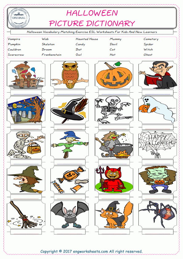 Halloween Esl Printable Picture English Dictionary