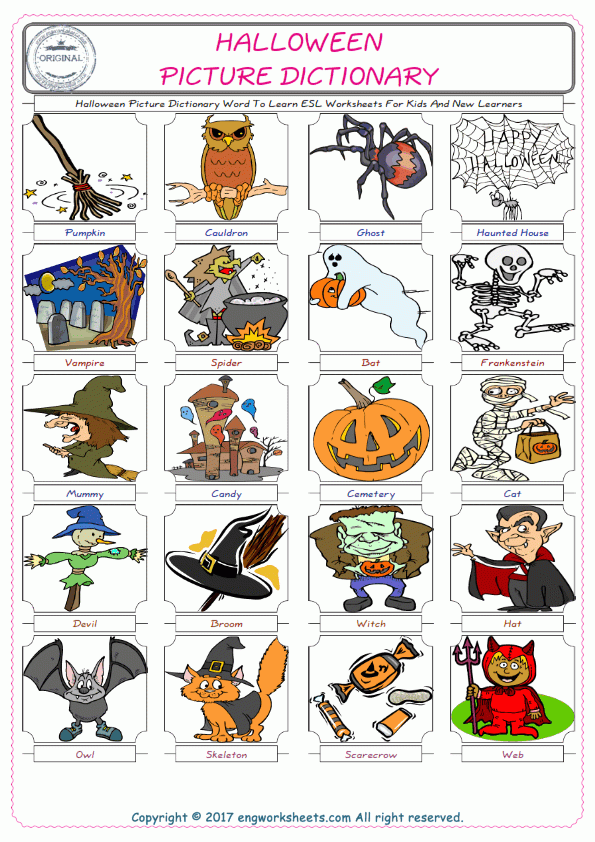 Halloween Esl Printable Picture English Dictionary