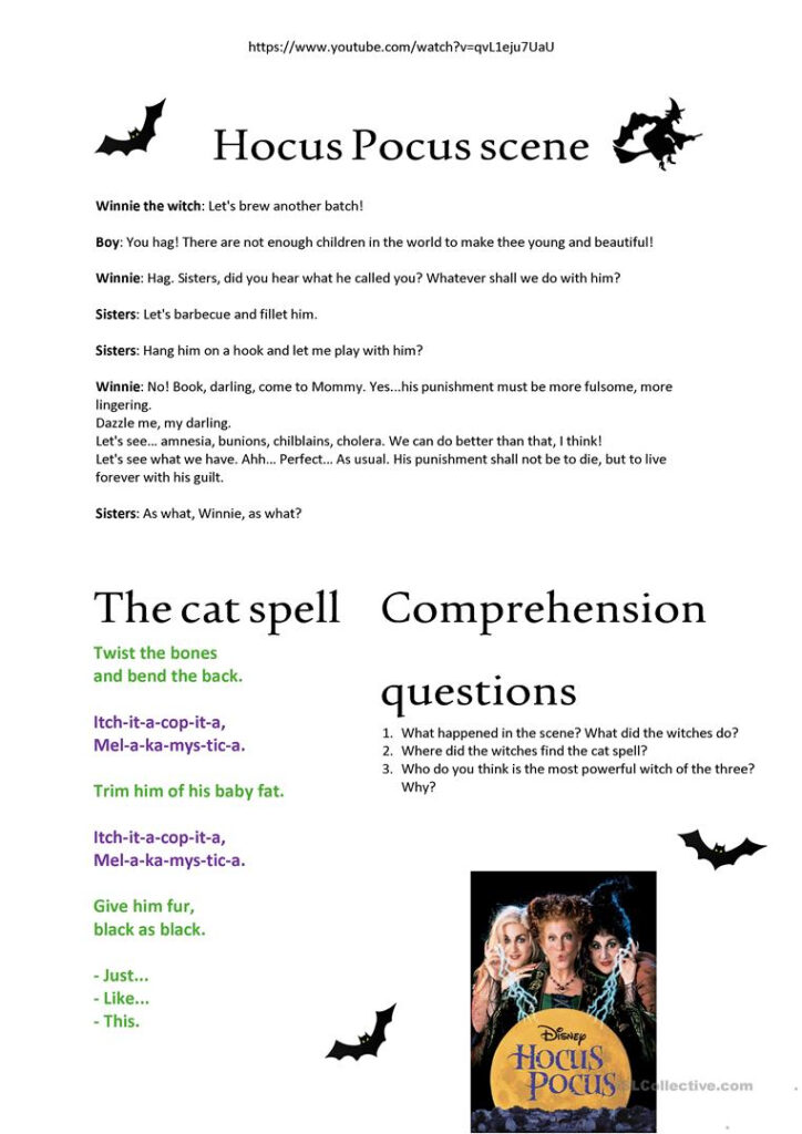 Halloween Exercise   Hocus Pocus Scene   English Esl