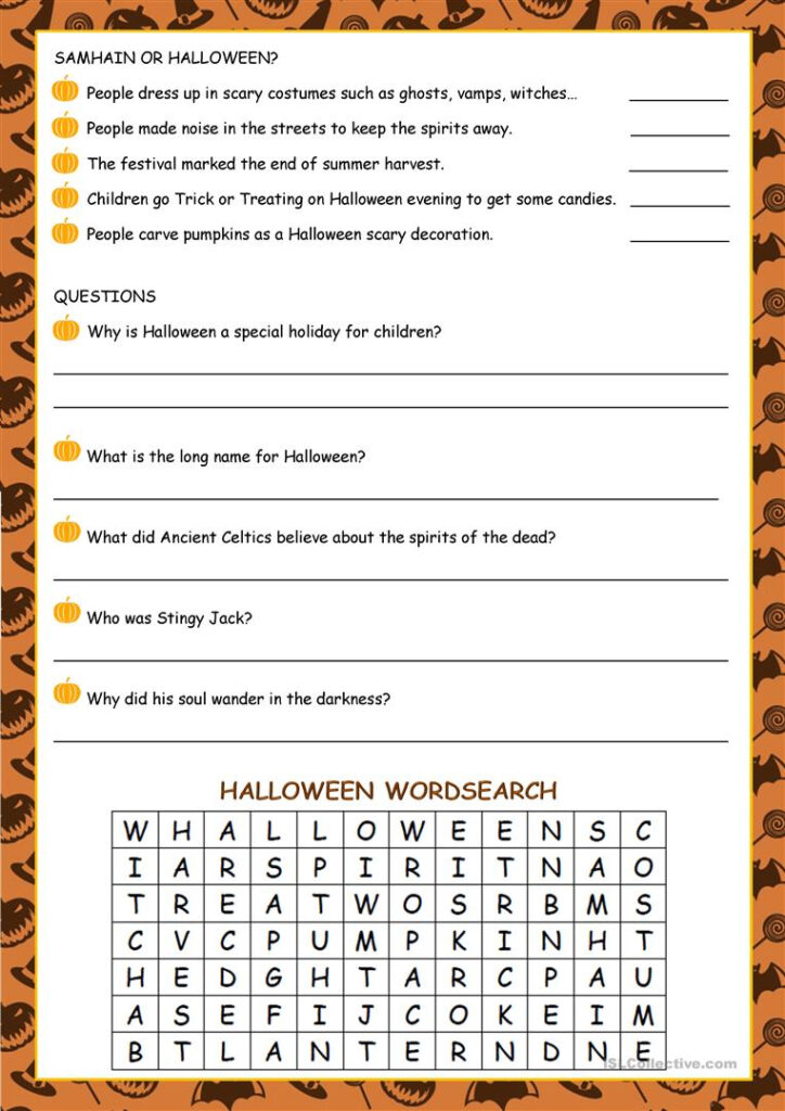 Halloween Facts   English Esl Worksheets For Distance