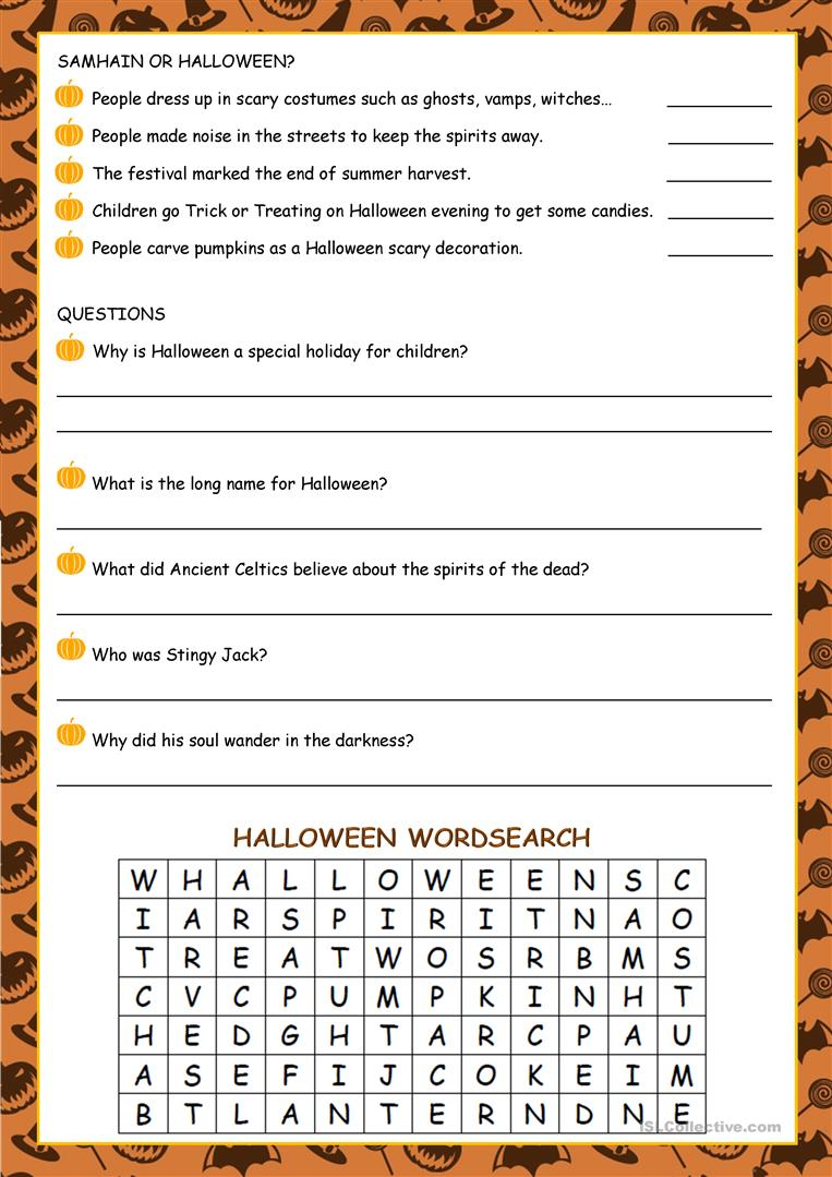 Halloween Facts - English Esl Worksheets For Distance