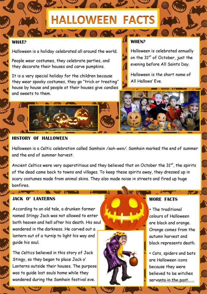 Halloween Facts   English Esl Worksheets For Distance