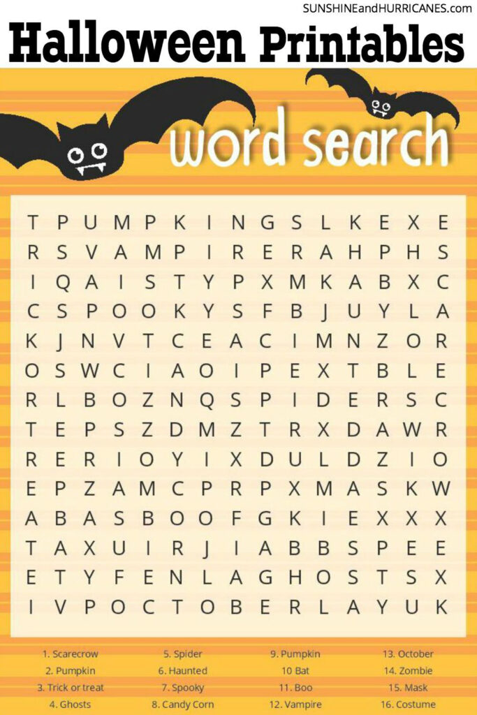 Halloween Games   Word Search | School Halloween Party