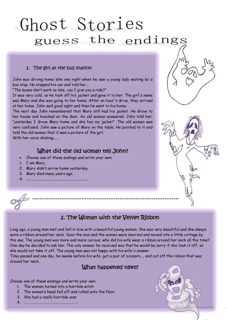 Halloween Ghost Stories Worksheet   Free Esl Printable