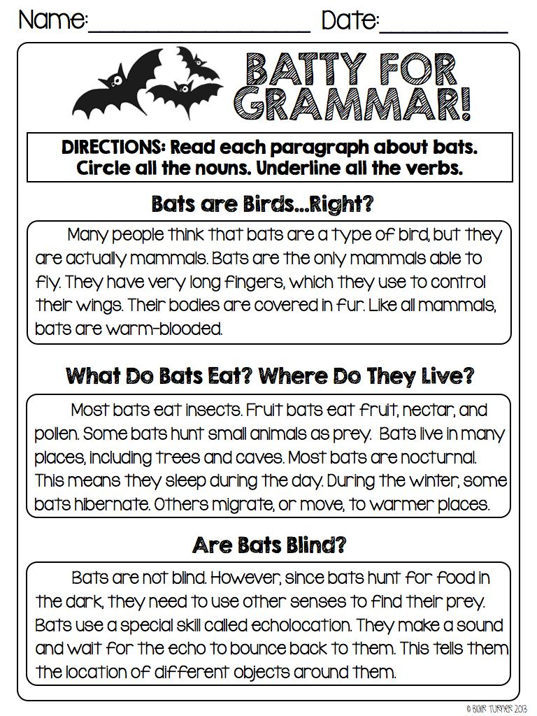 Halloween Grammar Packet | Grammar, Classroom Writing