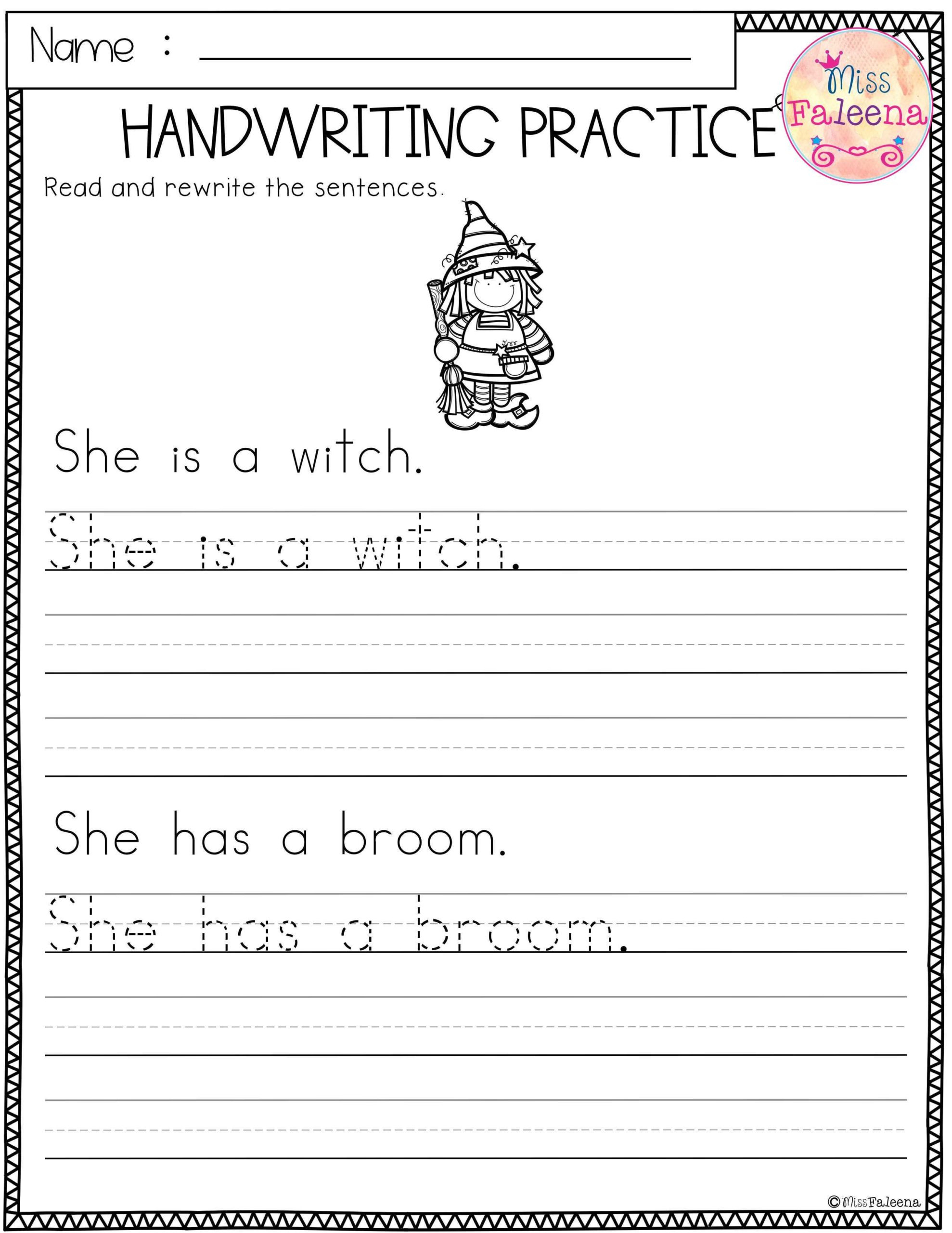 Halloween Handwriting Practice Worksheets More Minute Math