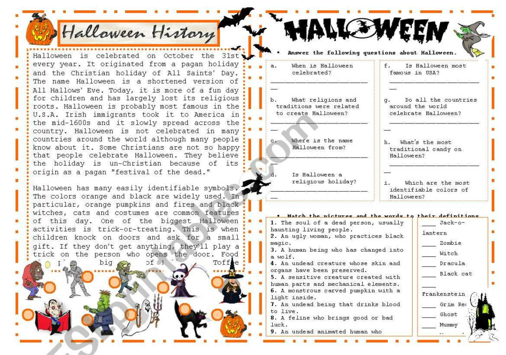 Halloween History   Esl Worksheetchrysty1477