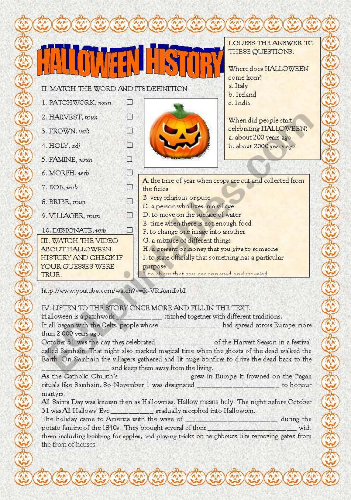 Halloween History   Esl Worksheettiinata