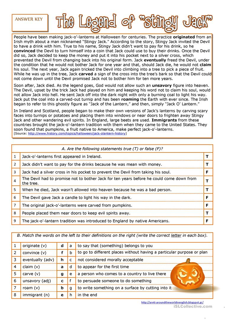 Halloween - History Of The Jack O&amp;#039; Lantern - English Esl