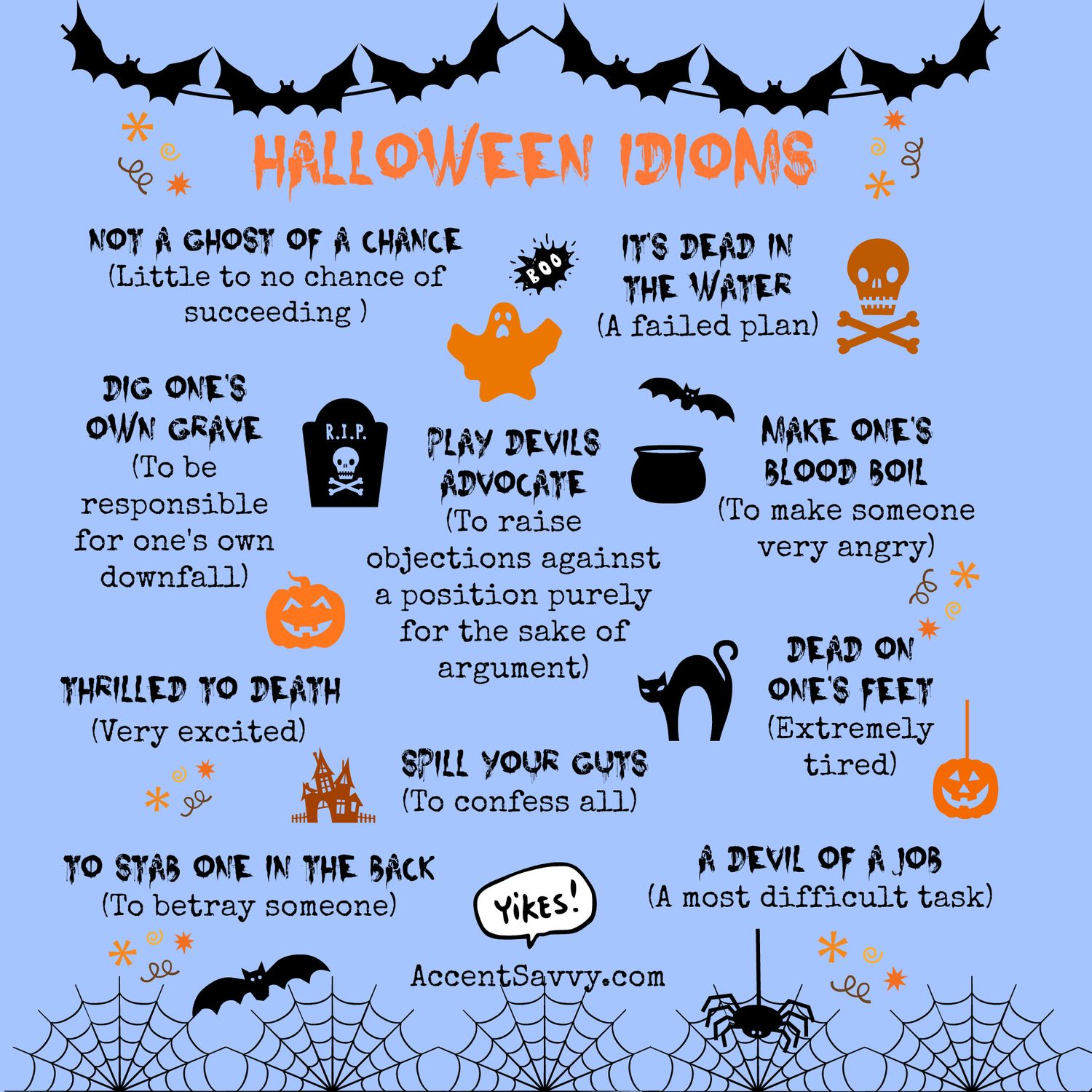 Halloween Idioms | Idioms, Halloween Vocabulary, Halloween
